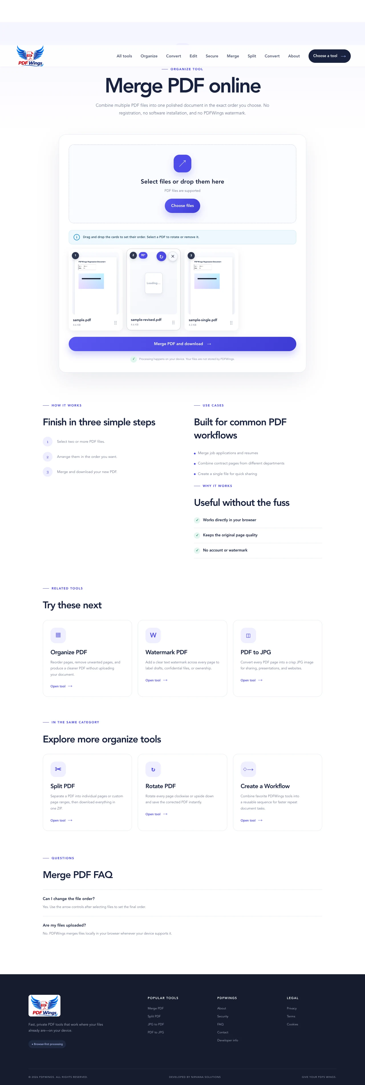 PDFWings Merge PDF interface